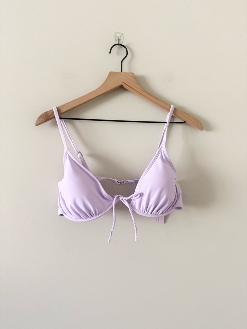 NWT Wild Fable Lilac Underwire Tie Front Detail Swim Top Size L
